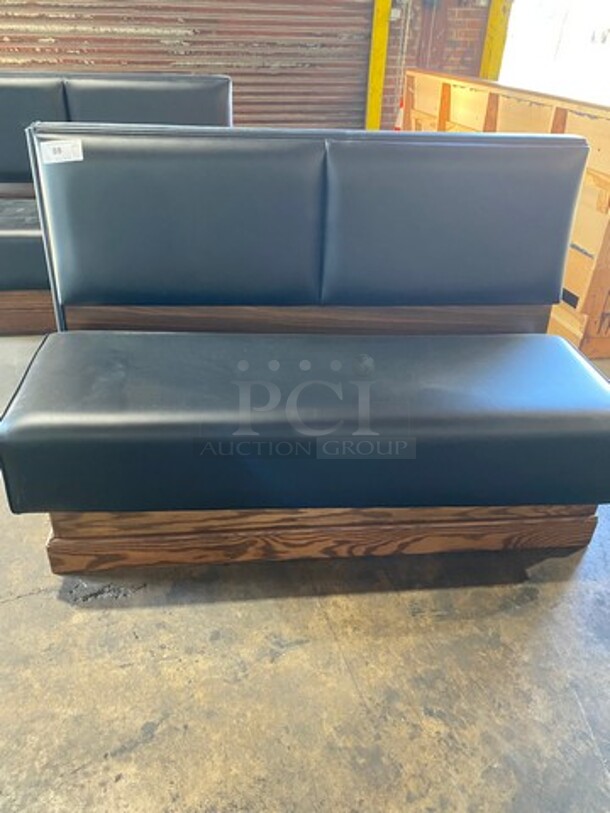 NEW! Single Sided Black Cushioned Booth Seat! With Wooden Outline! Perfect For Up Against The Wall! Can Be Connected To Any Of The Booths Listed! - Image 1 of 5