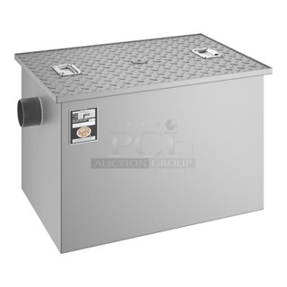 BRAND NEW SCRATCH & DENT! Regency 50 lb. 25 GPM Grease Trap with 3" Non-Threaded Connections 18-5/8x27-1/8x17-1/4 Box is damaged. 