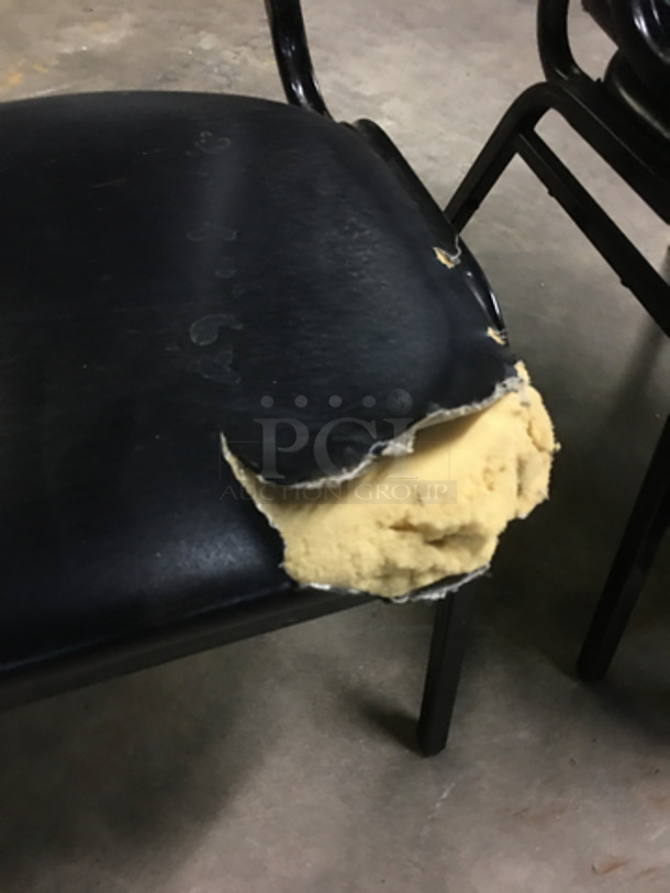 All Black Patted Square Chairs! With Metal Body! 4x Your Bid! - Image 5 of 6