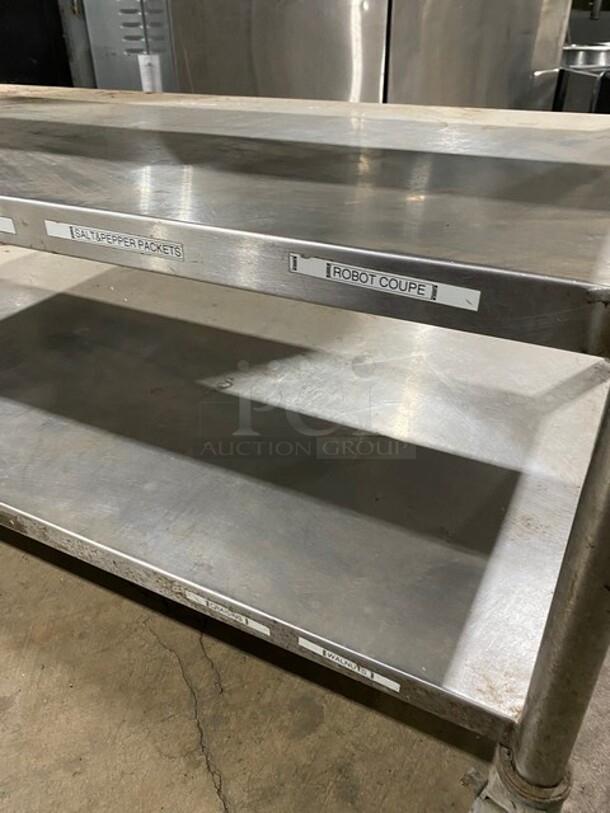 Stainless Steel Worktable With Back Splash And Double Undershelf! On Casters! - Image 6 of 7