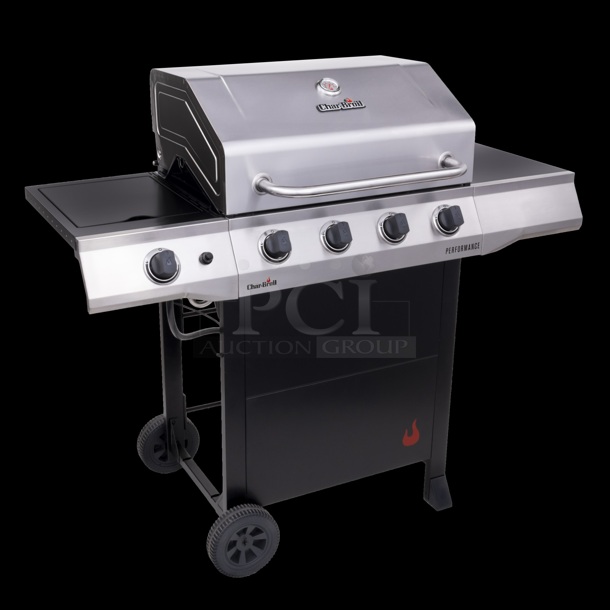 BRAND NEW SCRATCH AND DENT! Char-Broil 2582843 Metal 4 Burner Propane Gas Powered Grill. Stock Picture Used as Gallery. - Image 1 of 8