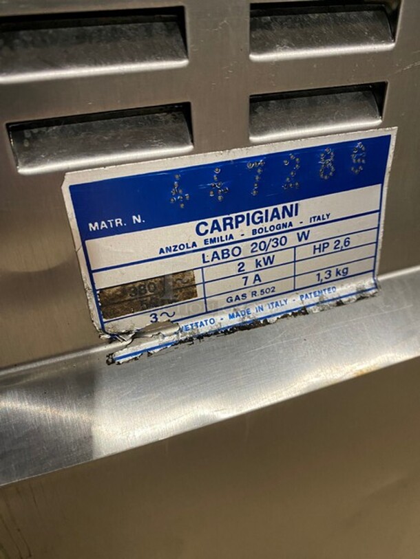 Carpigiani Commercial Floor Style Ice Cream Batch Freezer! All Stainless Steel! Model LABO2030C Serial 447289! On Casters! - Image 9 of 10