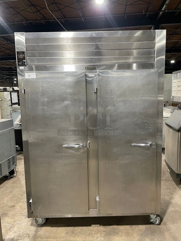Traulsen Commercial 2 Door Reach In Freezer! With Racks! All Stainless Steel! Model LT232WUT Serial 227187! 208/115V 1Phase! On Casters! Working When Removed!  - Image 1 of 10