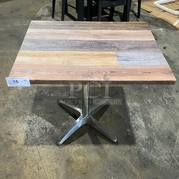 Wow! Brand New! OCS Barn Plank Finish Scratch Resistant Durowood Composite Dining Table! Suitable For Indoor & Outdoor Use With Polish Base! 24"x30"! MODEL DWP002 - Image 1 of 5