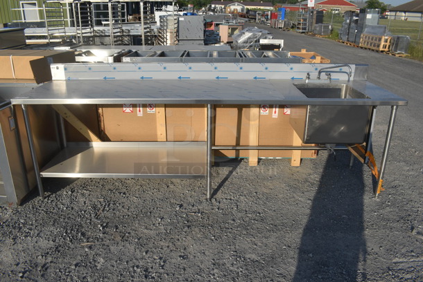 BRAND NEW! Stainless Steel Table w/ Sink Bay, Faucet, Handles and Under Shelf. Bay 20x21x15. - Image 1 of 7