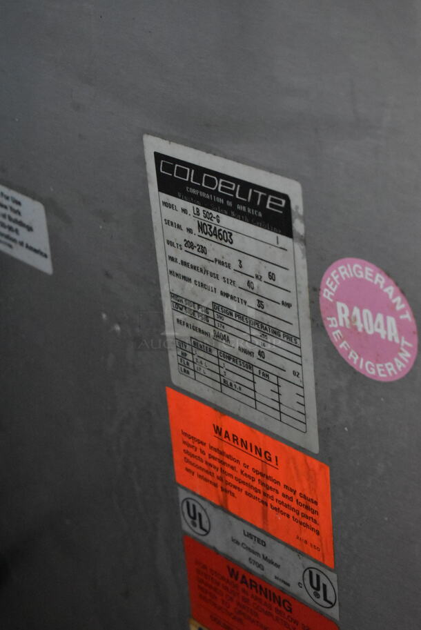 Coldelite LB 502-G Stainless Steel Commercial Floor Style Batch Freezer on Commercial Casters. 208-230 Volts, 3 Phase. - Image 12 of 12