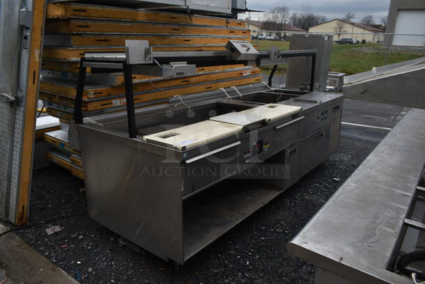 Delfield Stainless Steel Commercial Prep Table w/ Under Shelf and Cutting Boards. 240 Volts, 3 Phase. 