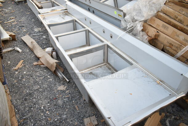 BRAND NEW SCRATCH AND DENT! Regency Spec Line Stainless Steel Commercial 3 Bay Sink w/ Dual Drain Boards. Bays 30x23.5x14. Drain Boards 22.5x25 - Image 2 of 8