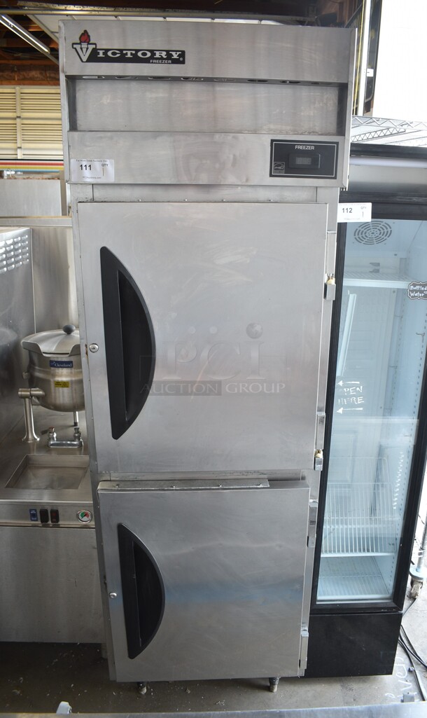 Victory VF-1-HD Stainless Steel Commercial 2 Half Size Door Reach In Freezer w/ Poly Coated Racks. 115 Volts, 1 Phase. Tested and Powers On But Does Not Get Cold - Image 1 of 4