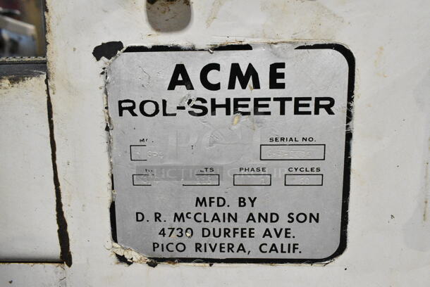 Acme 8-4 Metal Commercial Floor Style Dough Sheeter on Commercial Casters. 115 Volts, 1 Phase.  Tested and Working! - Image 5 of 5