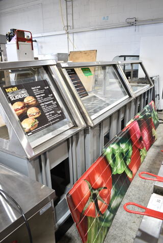 Duke Stainless Steel Commercial Subway Sandwich Make Line Prep Station w/ Lowering Sneeze Guard. 