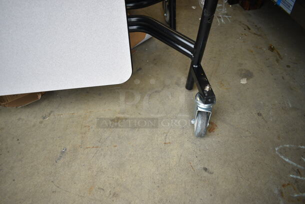 BRAND NEW SCRATCH AND DENT! Folding Cafeteria Table on Commercial Casters w/ Box of National Public Seating SM-40 Red Poly Seats. - Image 2 of 9
