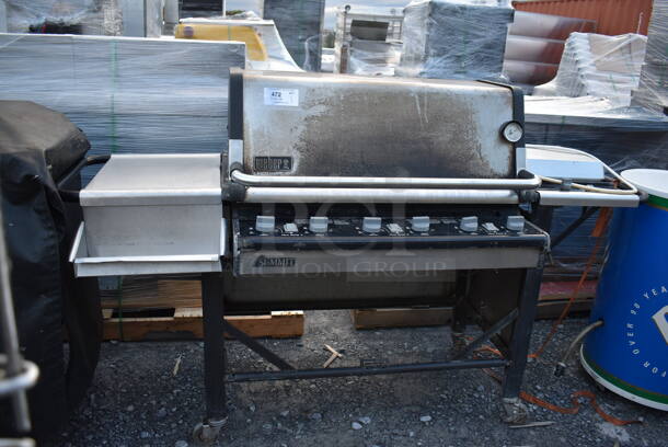 Weber Summit Metal Outdoor Propane Gas Powered Grill w/ Right Side Single Burner Range on Commercial Casters. 78x29x48 - Image 2 of 12