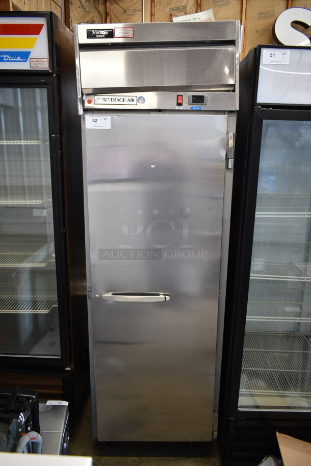 Beverage Air HF1-1S Stainless Steel Commercial Single Door Reach In Cooler on Commercial Casters. 115 Volts, 1 Phase. Tested and Powers On But Does Not Get Cold  - Image 1 of 7