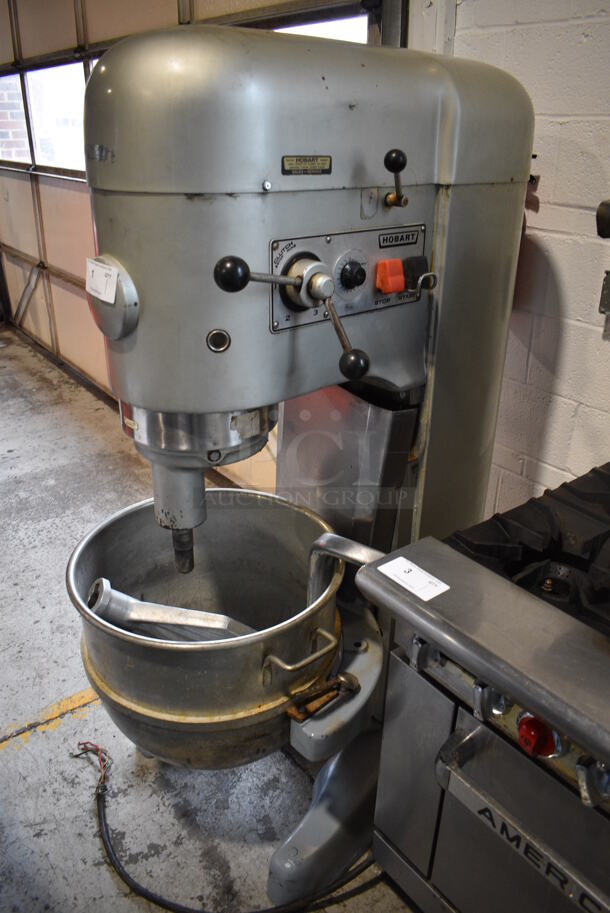 Hobart Model M 802 Metal Commercial Floor Style 80 Quart Planetary Dough Mixer w/ Metal Mixing Bowl, Paddle and Dough Hook Attachments. 230 Volts, 3 Phase. 28x41x65 - Image 8 of 8