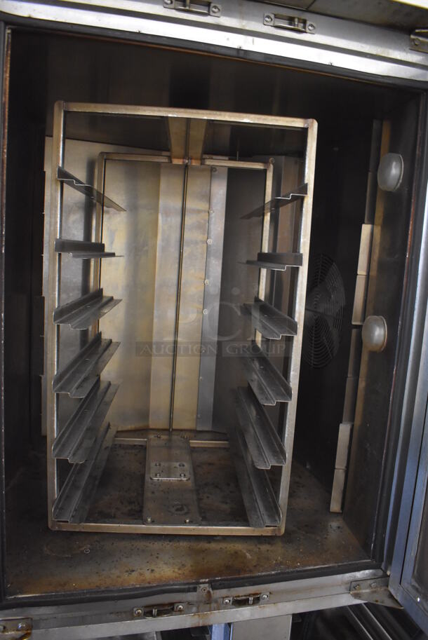 Baxter OV310E Stainless Steel Commercial Floor Style Electric Powered Mini Rotating Rack Oven w/ Lower Pan Rack on Commercial Casters. 208 Volts, 3 Phase. 48x38x78 - Image 4 of 9