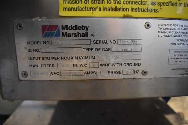 2 Middleby Marshall PS200 S8 Stainless Steel Commercial Natural Gas Powered Conveyor Pizza Oven on Commercial Casters. 120,000 BTU. 84x51x64. 2 Times Your Bid! - Image 6 of 9