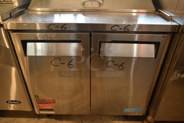 Turbo Air MST-36 Stainless Steel Commercial Sandwich Salad Prep Table Bain Marie Mega Top on Commercial Casters. 115 Volts, 1 Phase. Tested and Powers On But Does Not Get Cold - Image 2 of 7