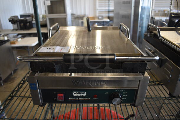 2021 Waring Model WPG275 Stainless Steel Commercial Countertop Panini Press. 120 Volts, 1 Phase. 18x23x10. Tested and Working!