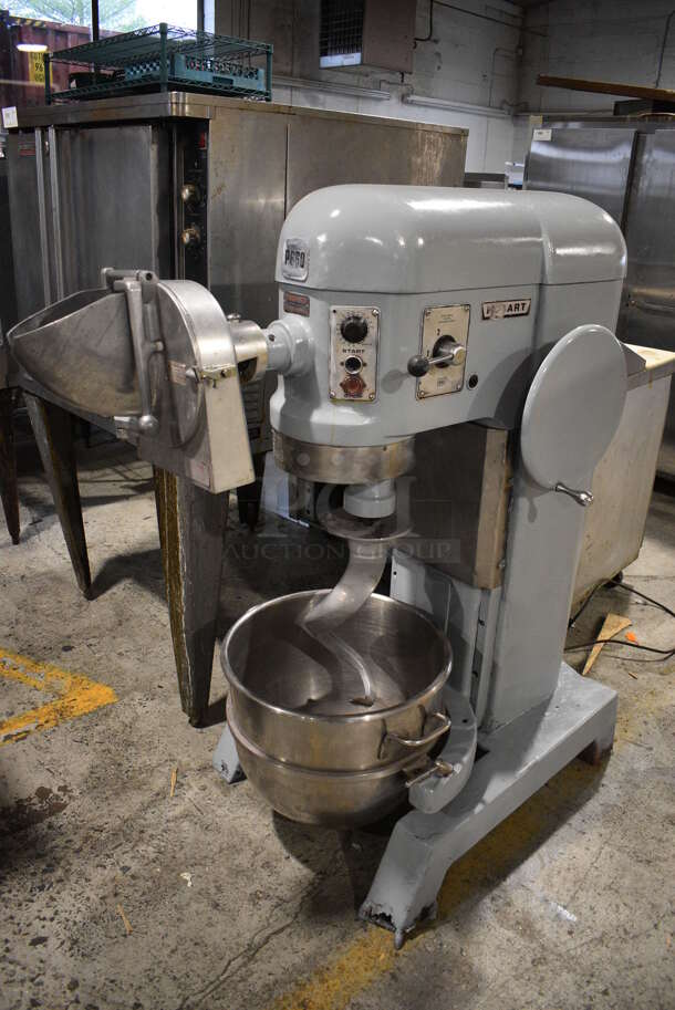 Hobart P660 Metal Commercial Floor Style 60 Quart Planetary Dough Mixer w/ Pelican Head, Dough Hook and Stainless Steel Mixing Bowl. 208 Volts, 1 Phase. 29x60x57