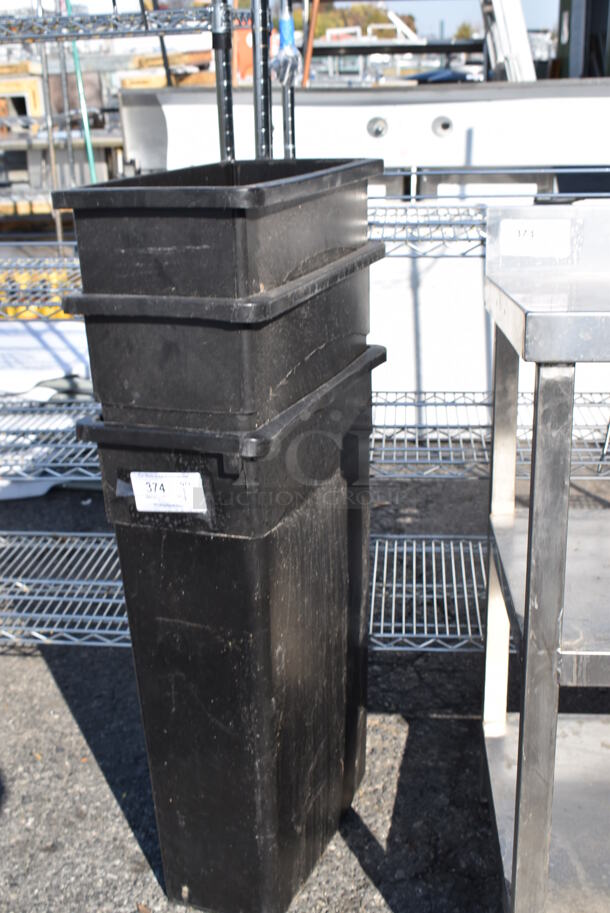 3 Black Poly Slim Jim Trash Cans. 11x20x30. 3 Times Your Bid! - Image 3 of 5
