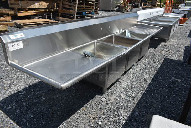 BRAND NEW SCRATCH AND DENT! Regency 60031717224 Stainless Steel Commercial 3 Bay Sink w/ Dual Drain Boards. Bays 17x17. Drain Boards 22.5x18.5 - Image 2 of 6