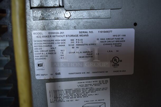 Manitowoc ID0602A-261 Stainless Steel Commercial Ice Head on Manitowoc B570 Stainless Steel Commercial Ice Bin. 208-230 Volts, 1 Phase. - Image 7 of 7