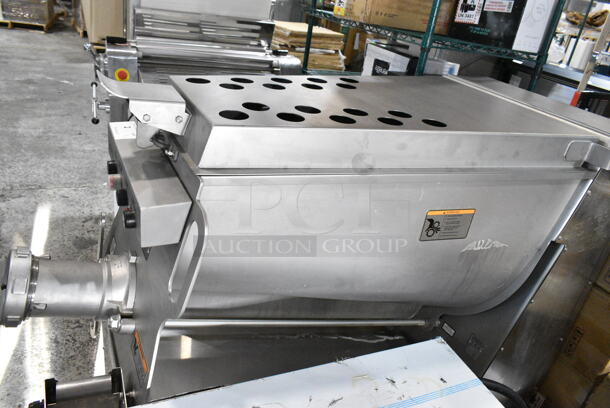 2021 Hobart MG2032 Metal Commercial Floor Style Electric Powered Meat Mixer Grinder w/ Foot Pedal on Commercial Casters. 208 Volts, 3 Phase.  - Image 3 of 8