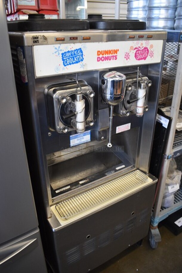 Taylor Model 342D-27 Stainless Steel Commercial Floor Style Air Cooled 2 Flavor Frozen Beverage Machine w/ Drink Mixer Attachment on Commercial Casters. 208-230 Volts, 1 Phase. 26x34x60 - Image 4 of 8