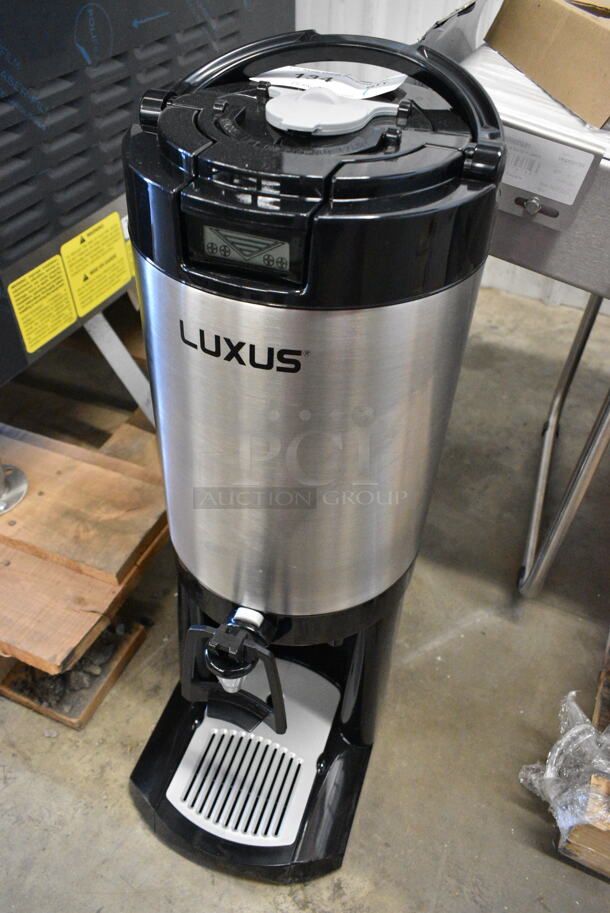 BRAND NEW SCRATCH AND DENT! 2024 Fetco L4D-20TLA Luxus 2 Gallon Stainless Steel Hands-Free Coffee Dispenser with Stand and Antimicrobial Handle - Image 3 of 6