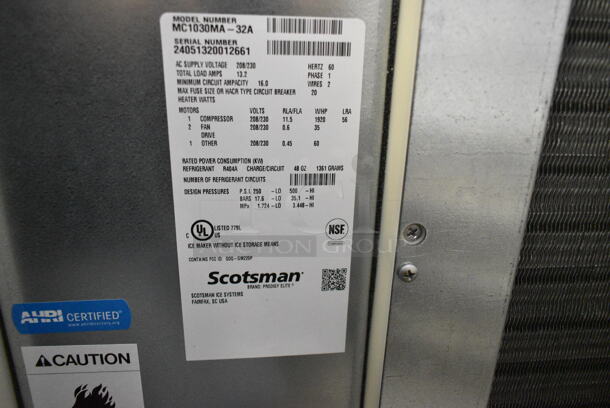 BRAND NEW SCRATCH AND DENT! 2024 Scotsman MC1030MA-32A Prodigy Elite Series 30" Medium Cube Ice Machine - 1077 lb., 208/230 Volts, 1 Phase.  - Image 4 of 7