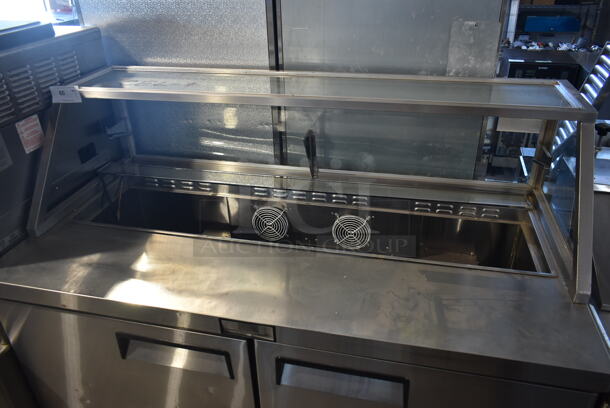 2016 Turbo Air MSF8303 Stainless Steel Commercial Sandwich Salad Prep Table Bain Marie w/ Sneeze Guard on Commercial Casters. 115 Volts, 1 Phase. Tested and Working! - Image 2 of 8