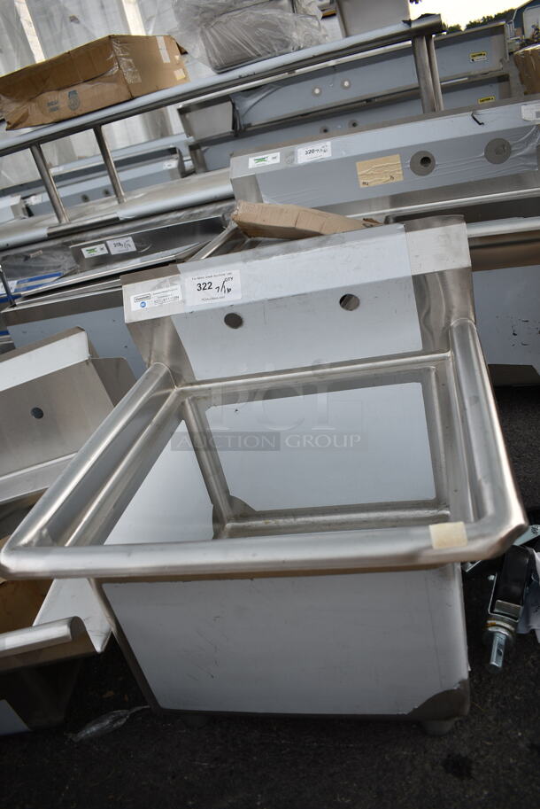BRAND NEW SCRATCH AND DENT! Steelton 522CS11818N 23 1/2" 18-Gauge Stainless Steel One Compartment Commercial Sink without Drainboard - 18" x 18" x 12" Bowl. No Legs.  - Image 3 of 5