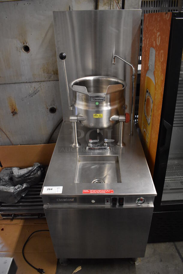 2011 Cleveland 24GMK6200 Stainless Steel Commercial Natural Gas Powered Steam Kettle Station w/ KDT-6-T 6 Gallon Tilting Kettle. 24x38x62.5 - Image 1 of 8