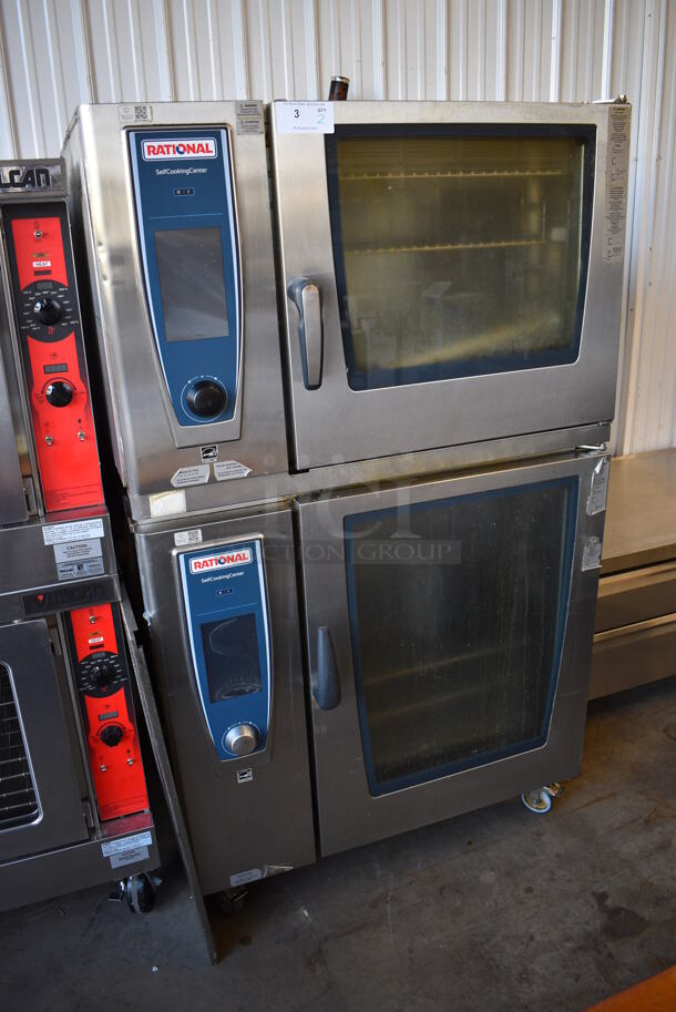 2 2016 Rational Stainless Steel Commercial Combitherm Self Cooking Center Convection Ovens on Commercial Casters. Top Model: SCC WE 62. Bottom Model: SCC WE 102. 480 Volts, 3 Phase. Picture of the Unit Before Removal Is Included In the Listing. 42x41x73. 2 Times Your Bid!  - Image 3 of 11
