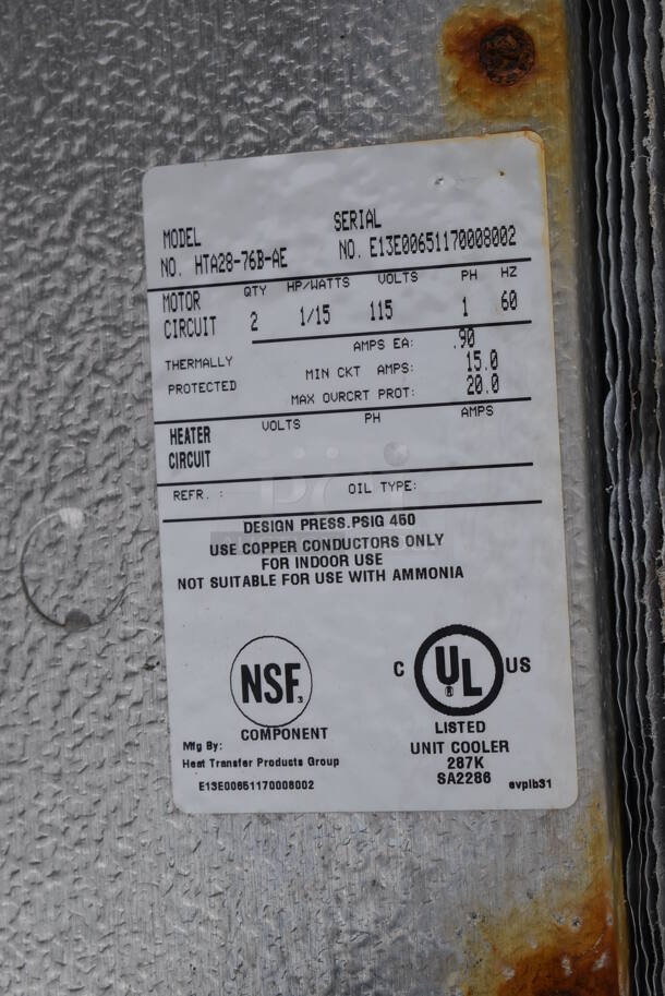 Norlake 8'x26' Walk In Box w/ 2 Doors, HTA26-87B-AE 115 Volt Condenser, Two HTA28-76B-AE 115 Volt Condenser. Does Not Have Floor. Information Provided By The Consignor But Not Verified By PCI Auctions. - Image 10 of 12