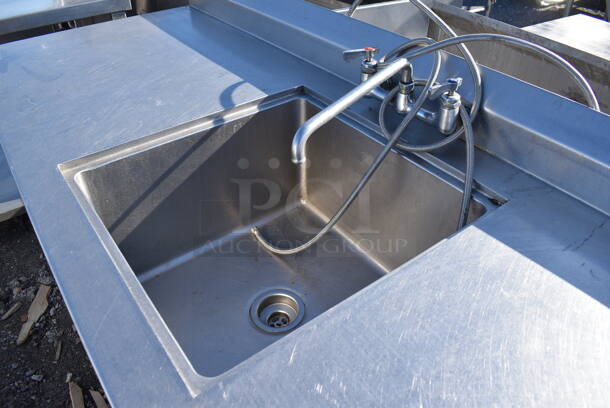 Stainless Steel Table w/ Sink Bay, Faucet, Handles and Under Shelf. 84x30x41. Bay 20x20x12 - Image 3 of 4