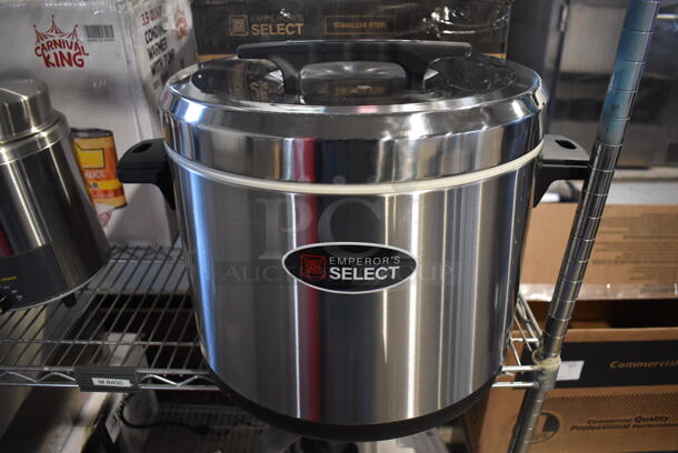 BRAND NEW IN BOX! Emperor's Select 478ESC100SS Stainless Steel Commercial Countertop 100 Cup Insulated Sushi Rice Container. 21x16x15 - Image 1 of 6