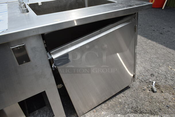BRAND NEW SCRATCH AND DENT! Stainless Steel Commercial Counter w/ Sink Bay, Faucet, Handles and Under Shelves. - Image 8 of 10