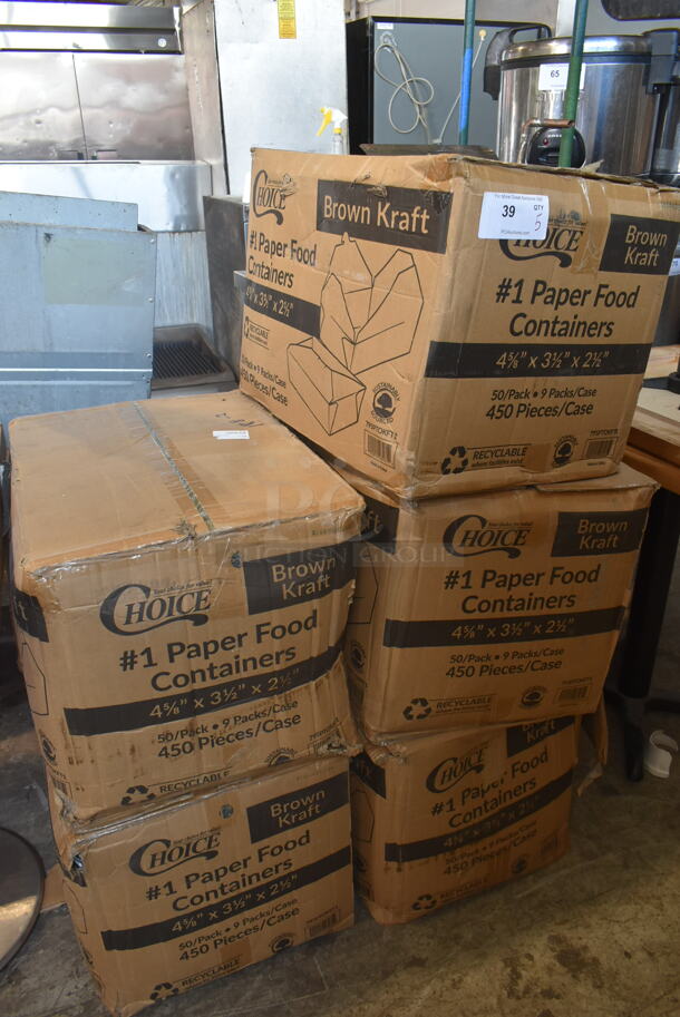 5 BRAND NEW IN BOX! Choice 4-5/8"x3-1/2"x2-1/2" Paper Food Containers. 5 Times Your Bid! - Image 1 of 6