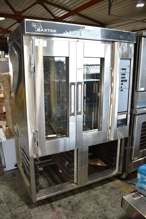 Baxter Stainless Steel Commercial Gas Powered Mini Rotating Rack Oven w/ Lower Double Pan Rack on Commercial Casters. - Image 2 of 9