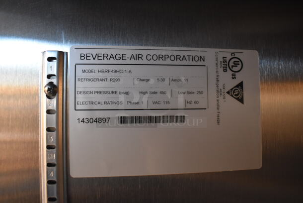 BRAND NEW! Beverage Air HBRF49HC-1-A Stainless Steel Commercial 2 Door Reach In Cooler Freezer Combo Unit on Commercial Casters. Comes w/ Poly Coated Racks. 115 Volts, 1 Phase. 51.5x32x84. Tested and Working! - Image 12 of 12