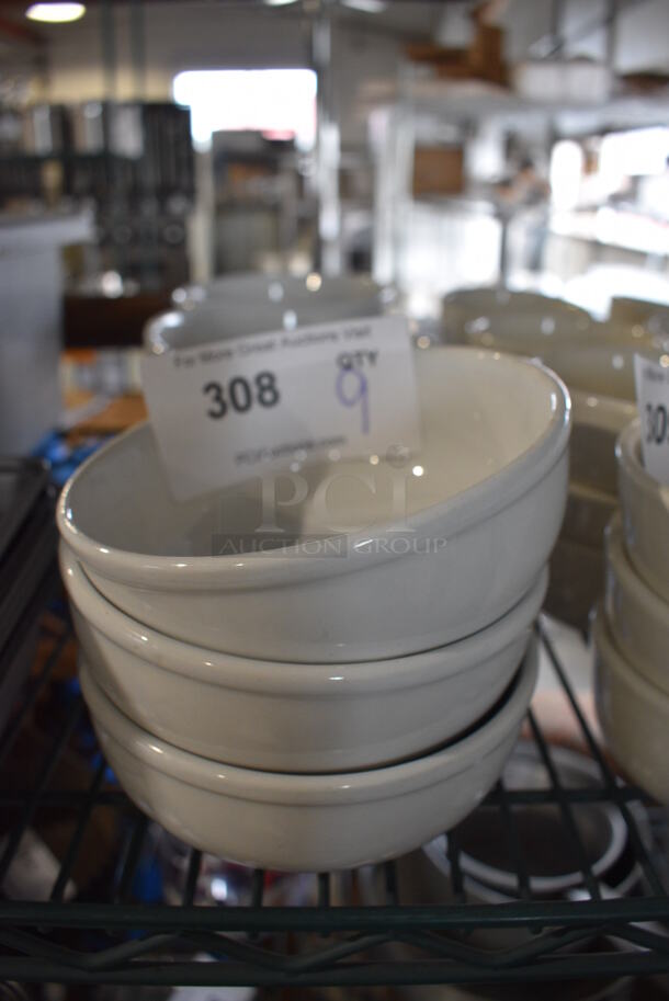 9 White Ceramic Bowls. 6x6x2.5. 9 Times Your Bid!