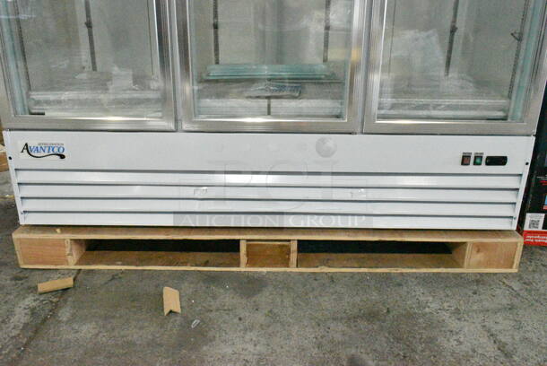 BRAND NEW SCRATCH AND DENT! 2023 Avantco 178GDC69HCW 78 1/4" White Customizable Swing Glass Door Merchandiser Refrigerator with LED Lighting. 115 Volts, 1 Phase. Tested and Working! - Image 4 of 12