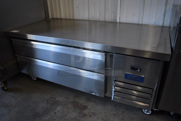 BRAND NEW SCRATCH AND DENT! Arctic Air ARCB60Z Stainless Steel Commercial 2 Drawer Chef Base on Commercial Casters. 115 Volts, 1 Phase. 62x32x27. Tested and Working! - Image 2 of 7