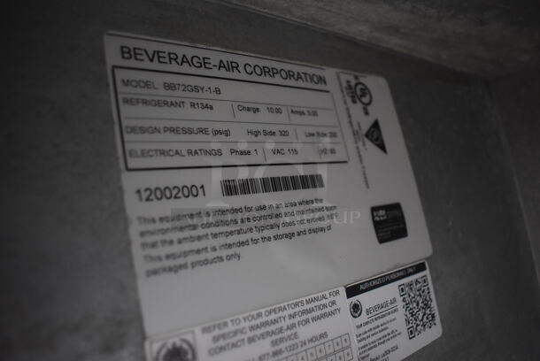 Beverage Air BB72GSY-1-B Metal Commercial 3 Door Back Bar Cooler Merchandiser. 115 Volts, 1 Phase. 72x24x35. Tested and Powers On But Does Not Get Cold - Image 5 of 7