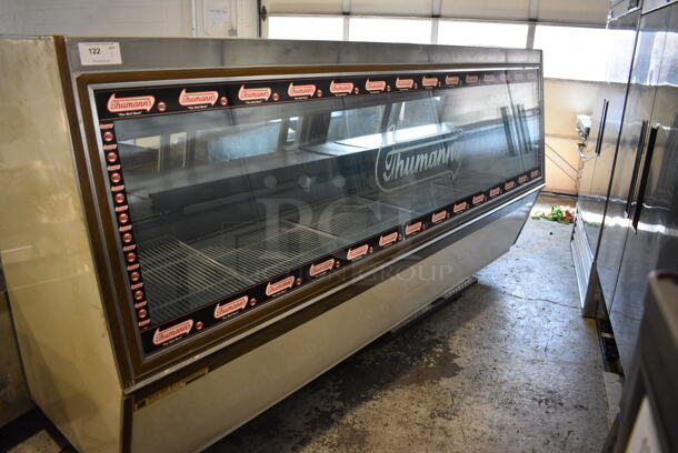 Master-Bilt CFM118 Commercial Stainless Steel Glass Front Deli Case With Both Black and Polycoated Shelves On Refrigerated Base. 115/203V.