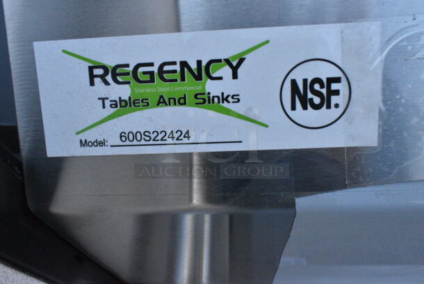 BRAND NEW SCRATCH AND DENT! Regency 600S22424 55" 16 Gauge Stainless Steel Two Compartment Commercial Sink with Stainless Steel Legs and Cross Bracing - 24" x 24" x 14" Bowls - Image 5 of 5