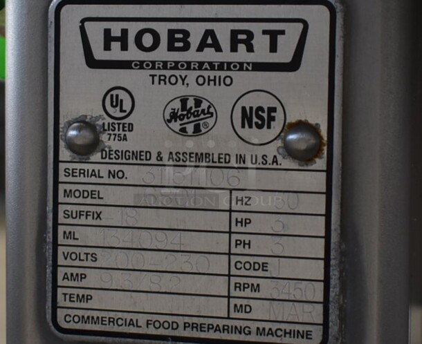 2015 Hobart 6801 Stainless Steel Commercial Floor Style Meat Saw. 200-230 Volts, 3 Phase.  - Image 7 of 7