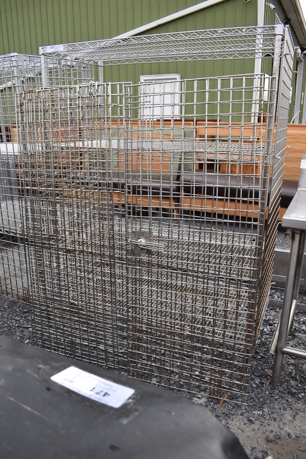 Metro Chrome Finish 4 Tier Shelving Unit w/ Liquor Cage. Front Cage Pieces Need To Be Attached. BUYER MUST DISMANTLE. PCI CANNOT DISMANTLE FOR SHIPPING. PLEASE CONSIDER FREIGHT CHARGES. 48x24x66 - Image 2 of 4